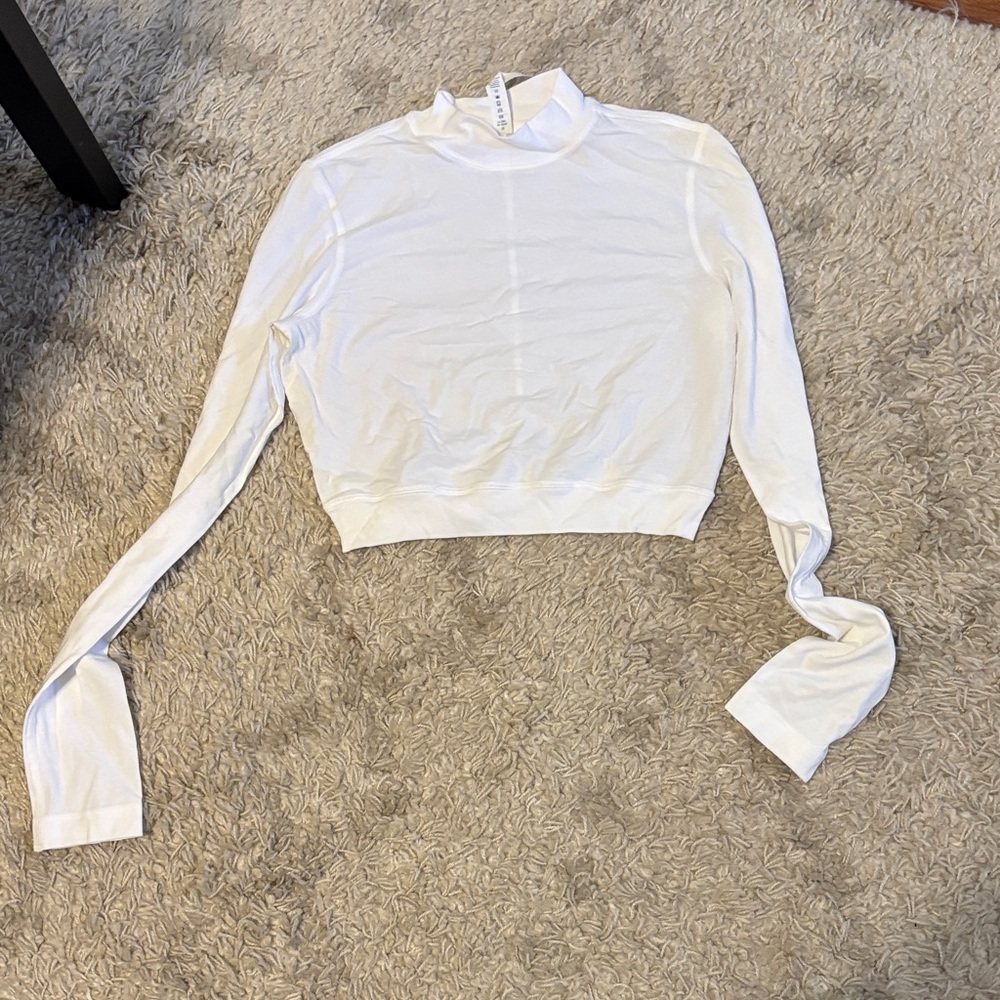 Lululemon White Women's Long Sleeve Mock Crop Top 6
